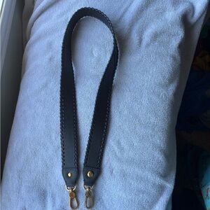 HOBO Black Leather Crossbody strap with Gold Accents